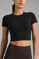Dreamlux Short Sleeve Cropped Workout Shirt w/ Crisscross Back 0