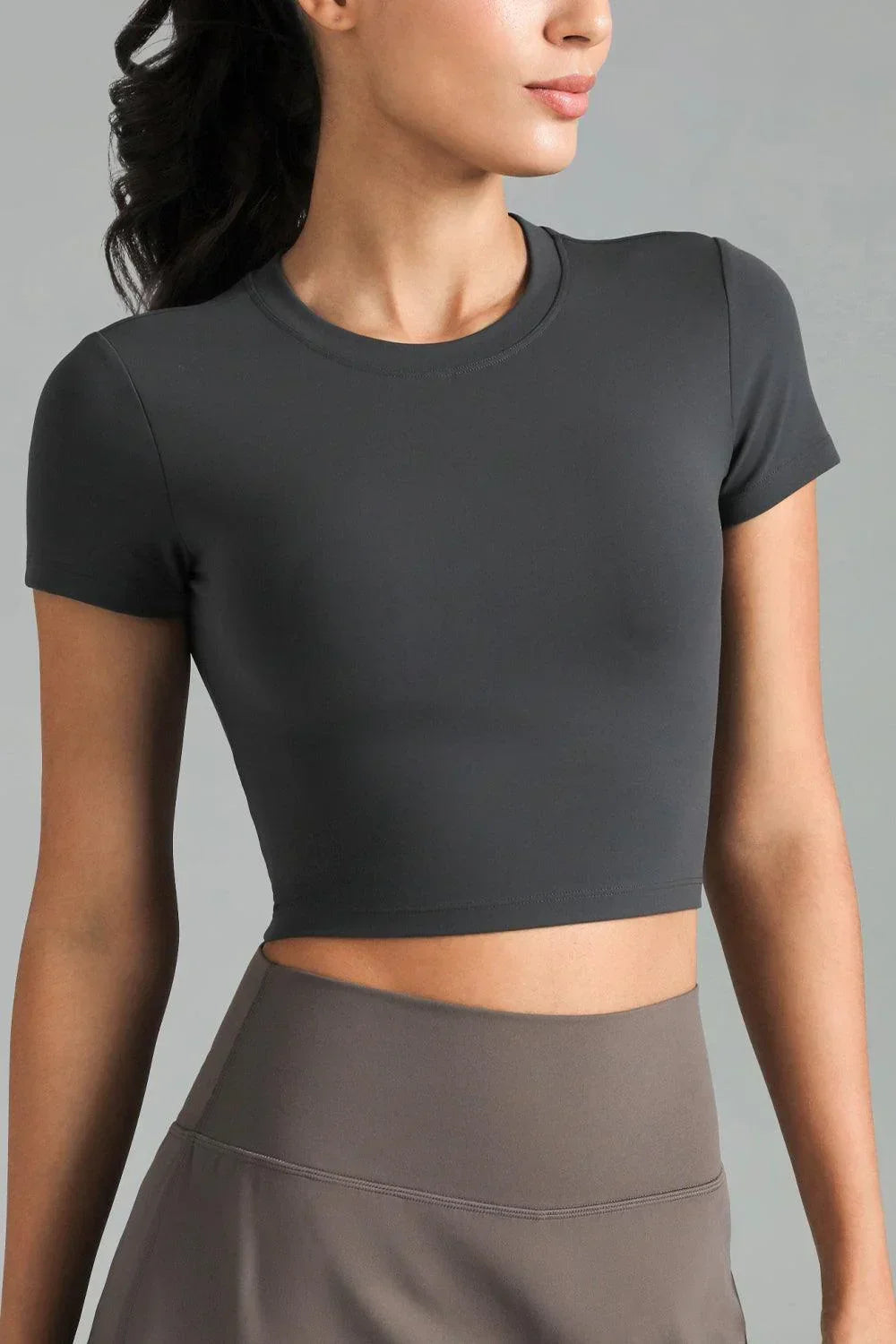 Dreamlux Short Sleeve Cropped Workout Shirt w/ Crisscross Back 3