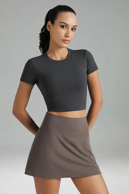 Dreamlux Short Sleeve Cropped Workout Shirt w/ Crisscross Back 4