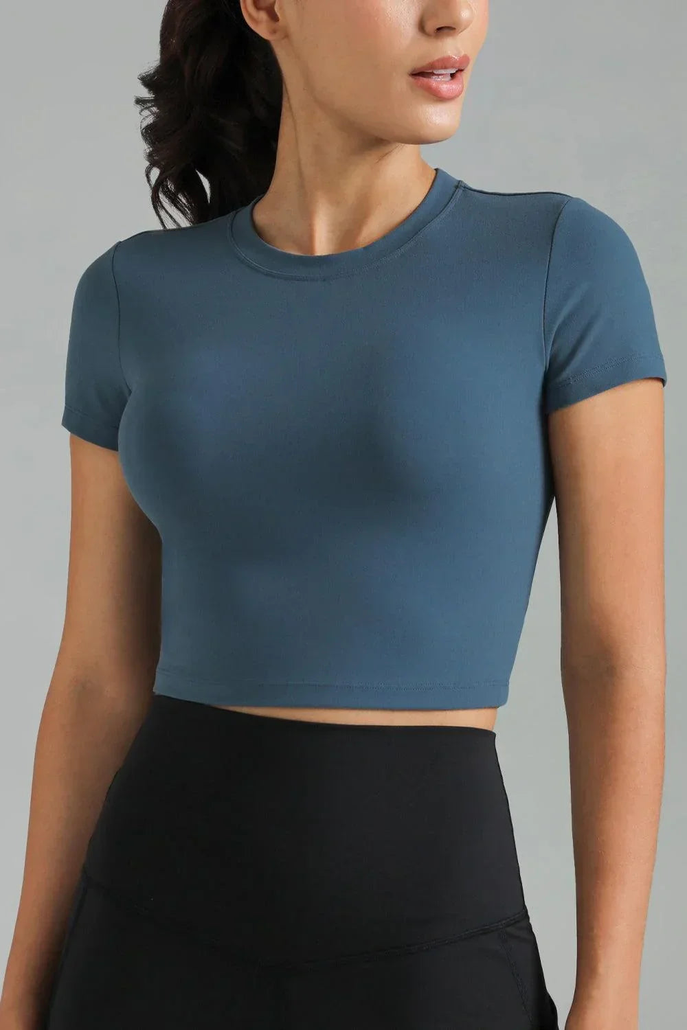 Dreamlux Short Sleeve Cropped Workout Shirt w/ Crisscross Back 7