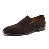 Dress Loafers with Nubuck Upper and Penny Strap 0