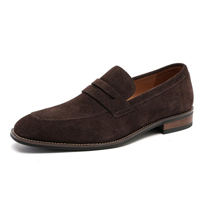 Dress Loafers with Nubuck Upper and Penny Strap 0