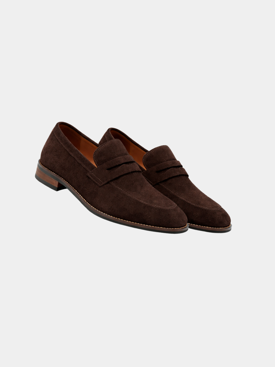 Dress Loafers with Nubuck Upper and Penny Strap 1
