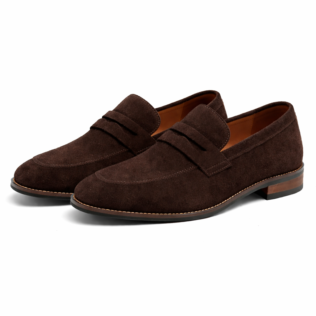 Dress Loafers with Nubuck Upper and Penny Strap 2