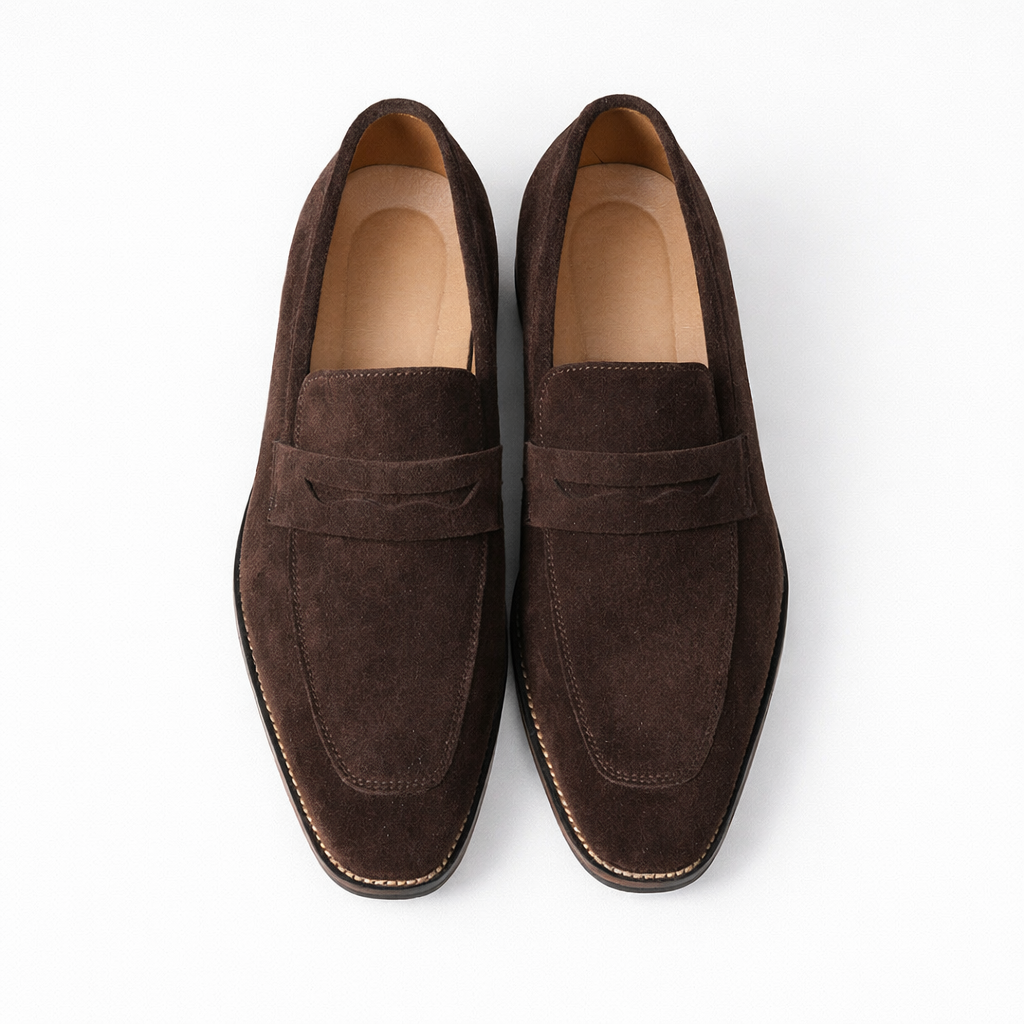 Dress Loafers with Nubuck Upper and Penny Strap 6