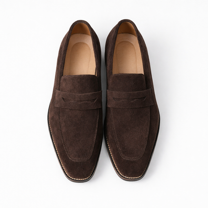 Dress Loafers with Nubuck Upper and Penny Strap 6