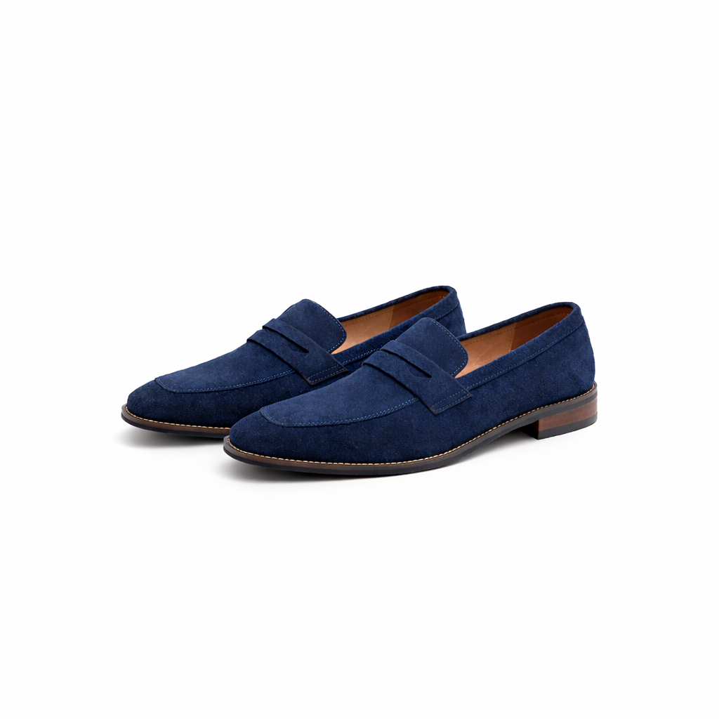 Dress Loafers with Nubuck Upper and Penny Strap 7