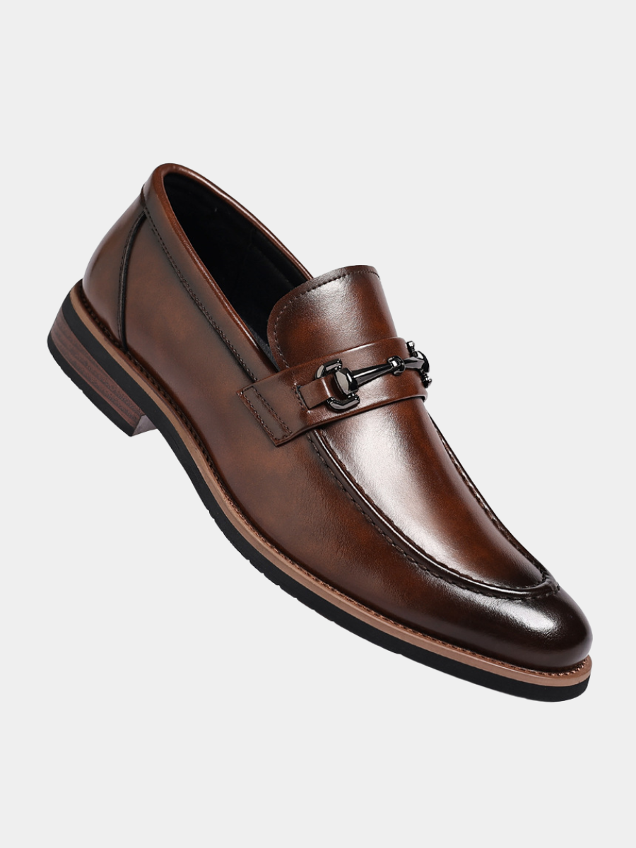Dress Synthetic Loafers with Metal Bit and Moc Toe 0