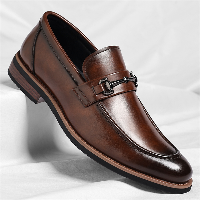 Dress Synthetic Loafers with Metal Bit and Moc Toe 1
