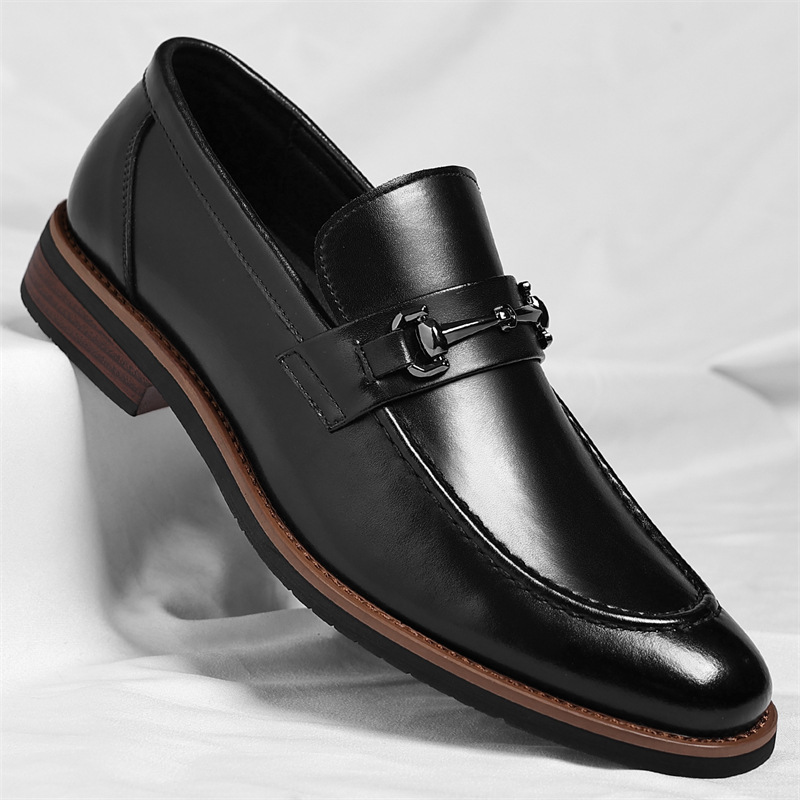 Dress Synthetic Loafers with Metal Bit and Moc Toe 2