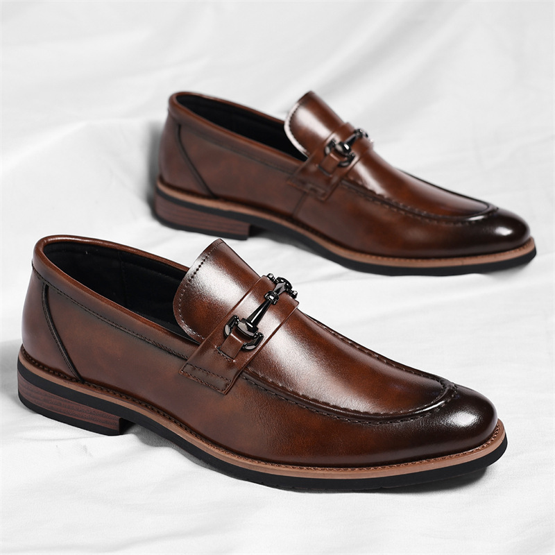 Dress Synthetic Loafers with Metal Bit and Moc Toe 3