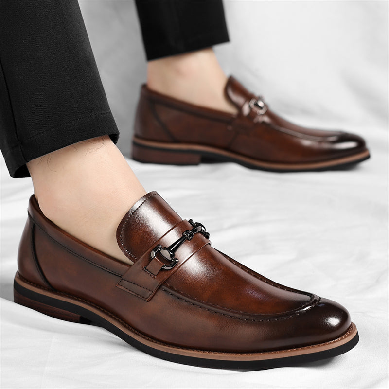 Dress Synthetic Loafers with Metal Bit and Moc Toe 4