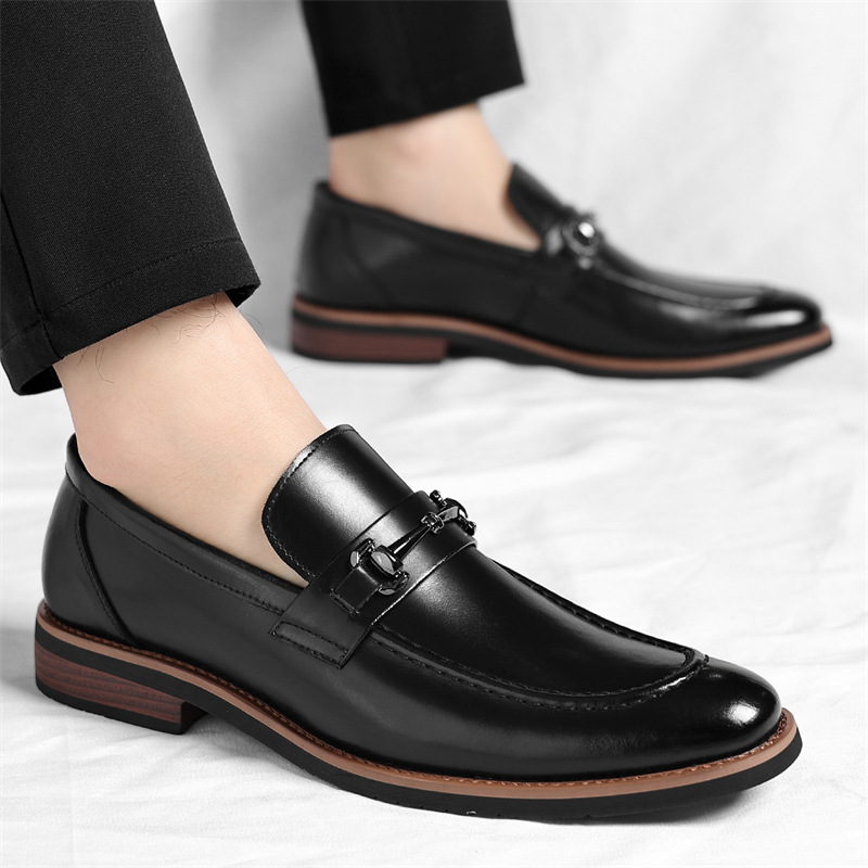 Dress Synthetic Loafers with Metal Bit and Moc Toe 7