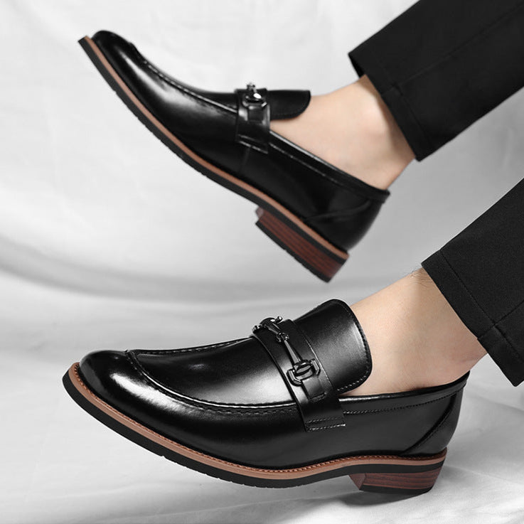 Dress Synthetic Loafers with Metal Bit and Moc Toe 8