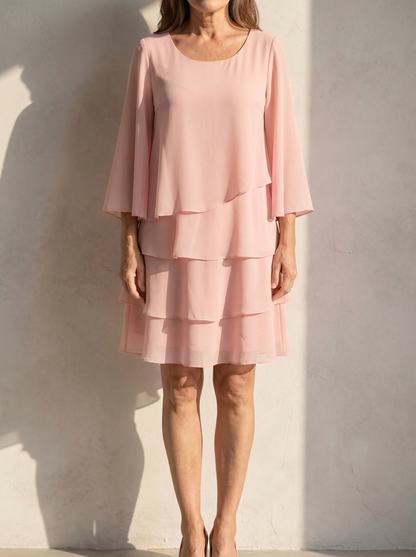 Elegant A-Line White Dress with Overlapping Ruffles | Timeless Style for Women's Summer Elegance 0
