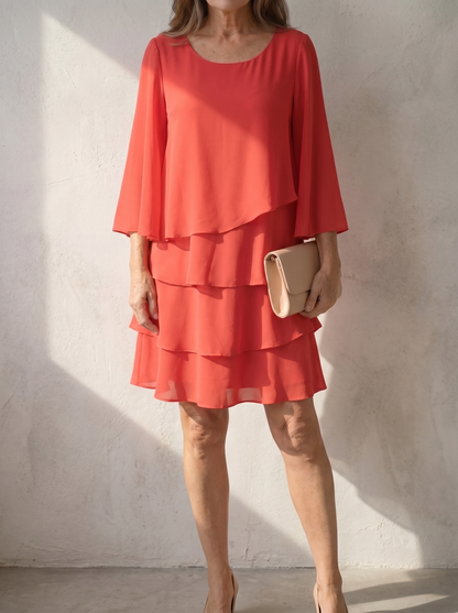 Elegant A-Line White Dress with Overlapping Ruffles | Timeless Style for Women's Summer Elegance 2