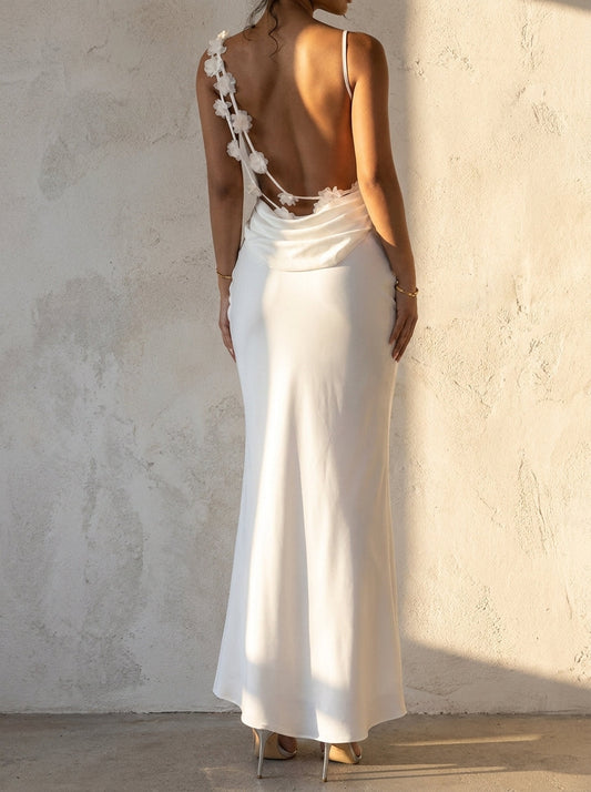 Elegant Collection | Floral Maxi Dress with 3D Lace Design | Flattering Draped Neckline for Effortless Elegance 5