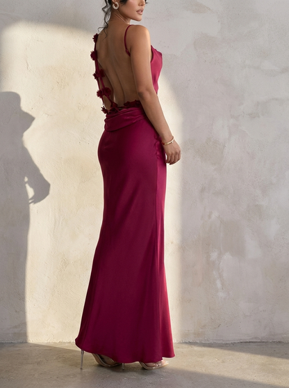 Elegant Collection | Floral Maxi Dress with 3D Lace Design | Flattering Draped Neckline for Effortless Elegance 8