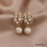 Elegant Floral Design Pearl Earrings 0