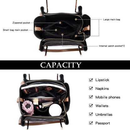 Elegant Floral Leather Tote Bag Set with Spacious Interior for Stylish Everyday Use 3