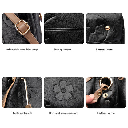 Elegant Floral Leather Tote Bag Set with Spacious Interior for Stylish Everyday Use 4