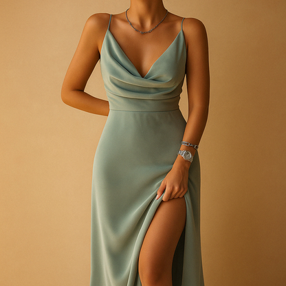 Elegant V-neck maxi dress for formal occasions for women | Amelia 0