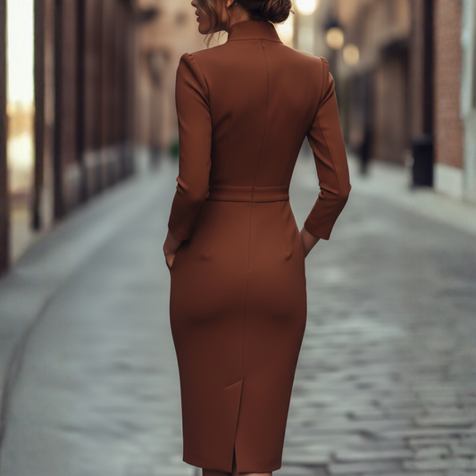 Elegant Women's Sheath Dress with Belt 1