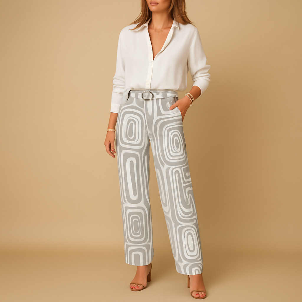 Elegant long-sleeve blouse and pants set for women | Clara 1