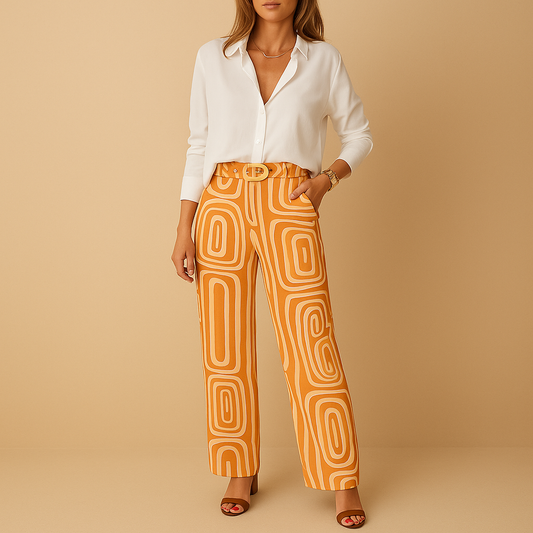 Elegant long-sleeve blouse and pants set for women | Clara 2