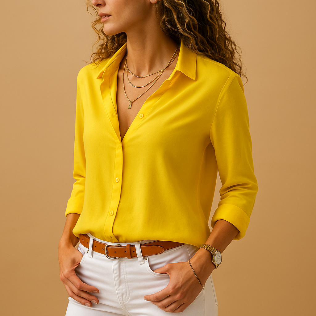 Elegant long sleeve V-neck blouse for women | Mirella 2