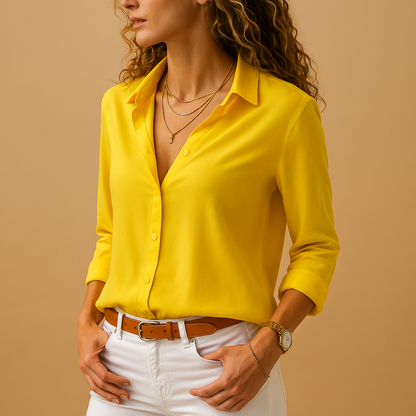 Elegant long sleeve V-neck blouse for women | Mirella 2