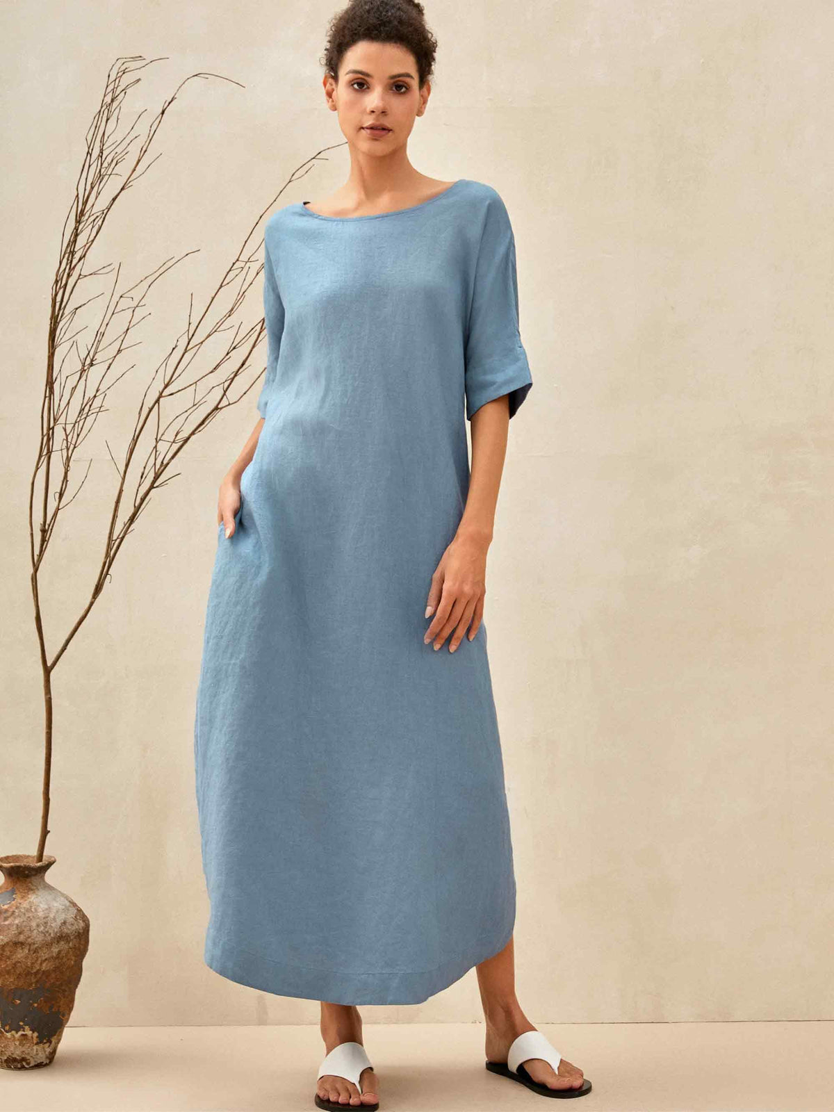 Ella | Breezy Loose Fit White Maxi Dress for Women 1