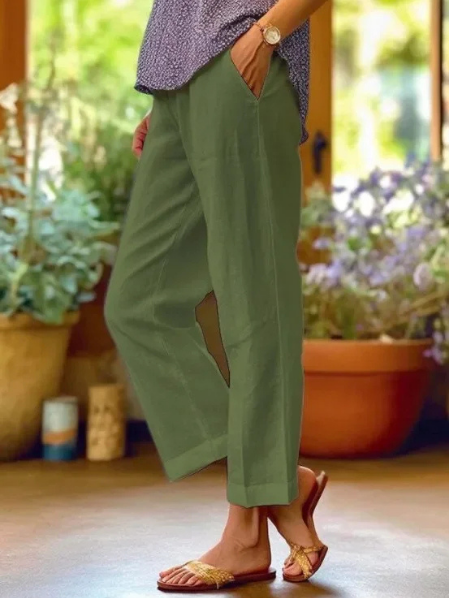 Ella | Chic Lightweight White Linen Trousers for Women 5