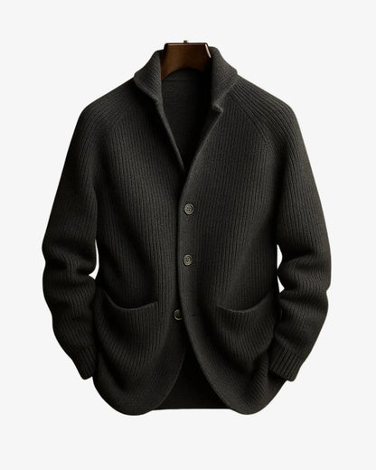 Elliot Black Cardigan Sweater | Tailored Button-Front, Structured Fit 0