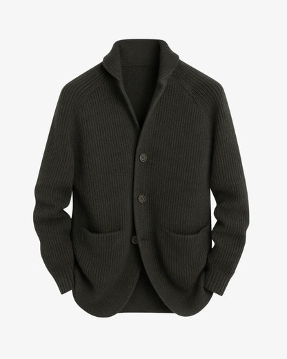 Elliot Black Cardigan Sweater | Tailored Button-Front, Structured Fit 1