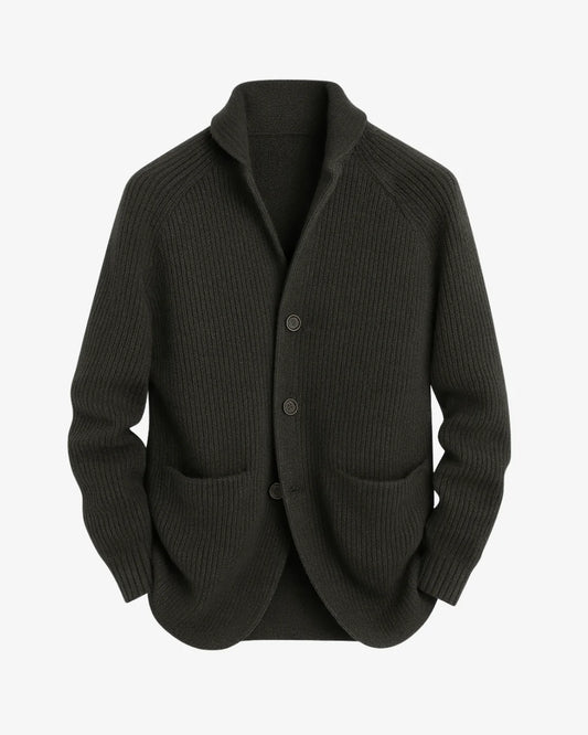 Elliot Black Cardigan Sweater | Tailored Button-Front, Structured Fit 1