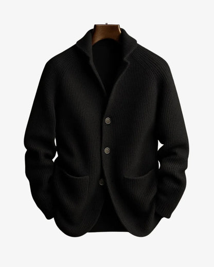 Elliot Black Cardigan Sweater | Tailored Button-Front, Structured Fit 4