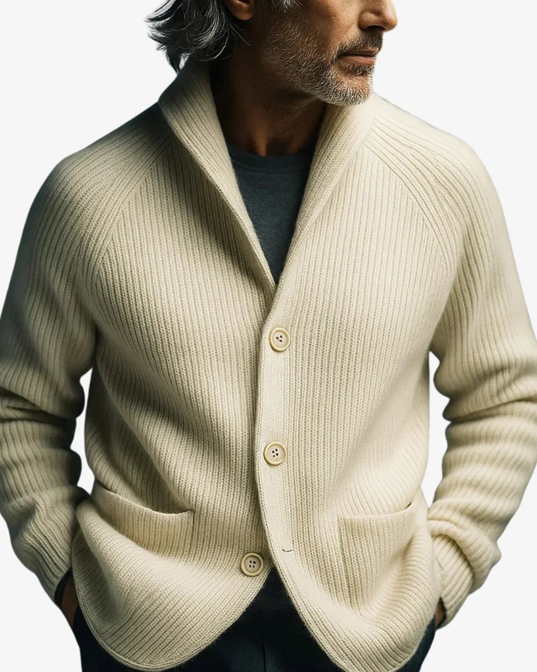 Elliot Black Cardigan Sweater | Tailored Button-Front, Structured Fit 8