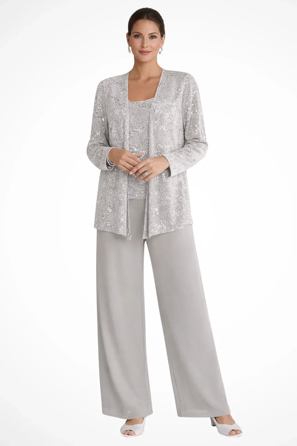 Elysia Women's Suit | Sequin Lace Jacket, Wide Leg Trousers 0