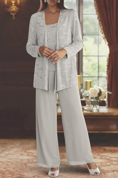Elysia Women's Suit | Sequin Lace Jacket, Wide Leg Trousers 1