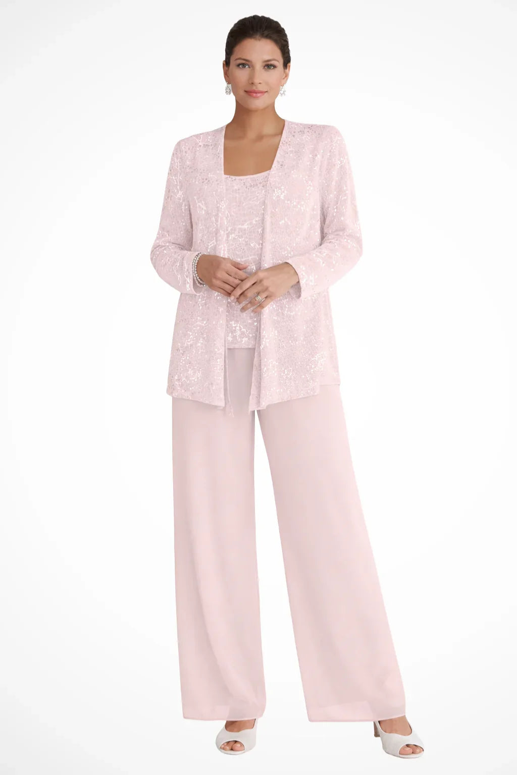 Elysia Women's Suit | Sequin Lace Jacket, Wide Leg Trousers 10