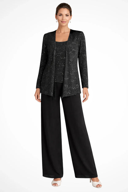 Elysia Women's Suit | Sequin Lace Jacket, Wide Leg Trousers 4