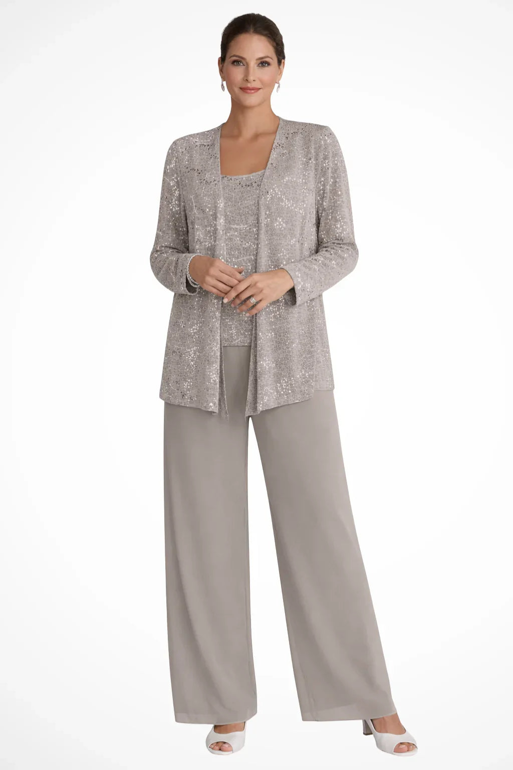 Elysia Women's Suit | Sequin Lace Jacket, Wide Leg Trousers 8