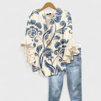Emily | Charming Floral Ruffle Blouse 0