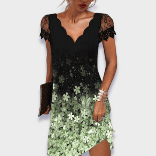 Emily | Elegant V-Neck Lace Trim Dress 5