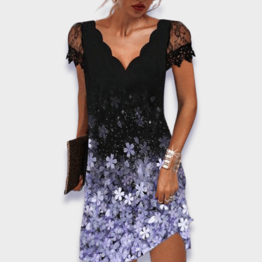 Emily | Elegant V-Neck Lace Trim Dress 7