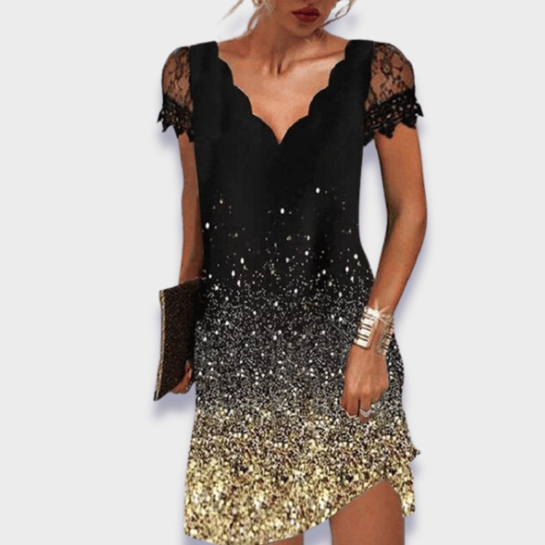 Emily | Elegant V-Neck Lace Trim Dress 9
