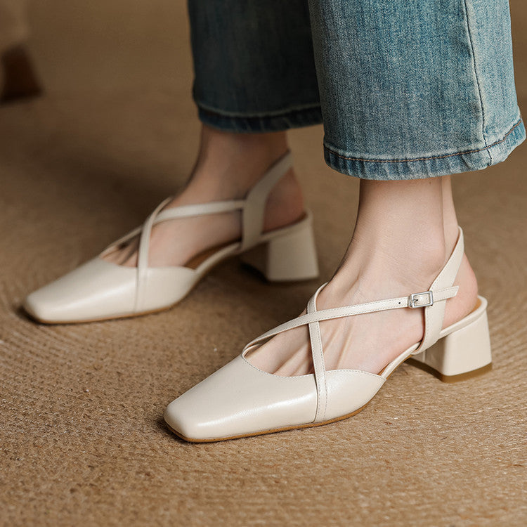 Estrella | Genuine Leather Slingback Heels 10