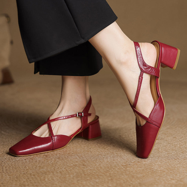 Estrella | Genuine Leather Slingback Heels 2