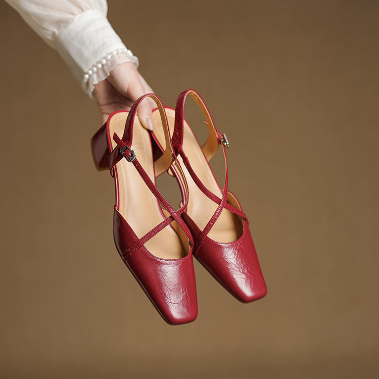 Estrella | Genuine Leather Slingback Heels 3